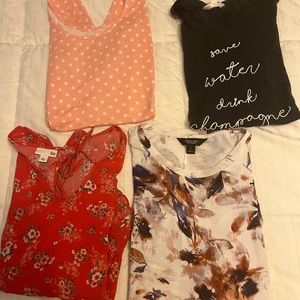 4 womens tops in great condition- 2 large top- 1 small -1 medium